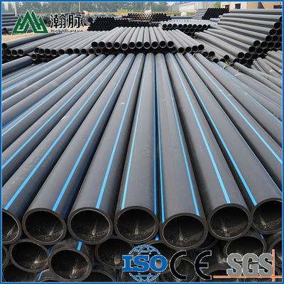PE HDPE 물 공급 파이프 길이는 고객 요구 사항으로 파란색 또는 파란색 줄무늬가있는 검은색