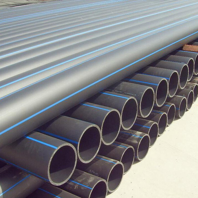 PE HDPE 물 공급 파이프 길이는 고객 요구 사항으로 파란색 또는 파란색 줄무늬가있는 검은색