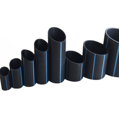 PE HDPE 물 공급 파이프 파란색 또는 파란색 스트립과 함께 검은색
